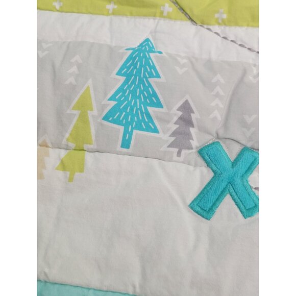 Cloud Island Quilted Blanket Mountains Trees Clouds Blue White Gray Wall Crib - Picture 11 of 12